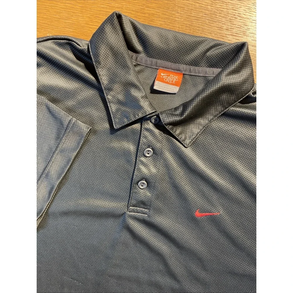 Nike The Athletic Dept Polo XL Black Gray Red Swoosh Dri-Fit Retro 2010 Jacquard